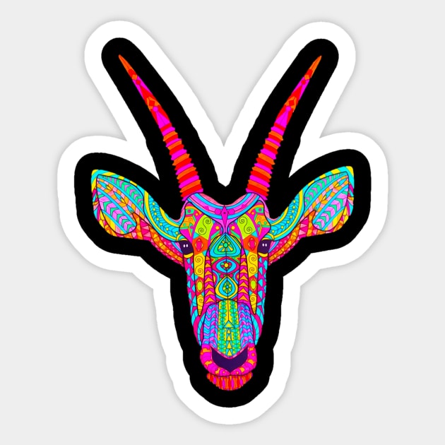 Psychedelic Deer Sticker by Bododobird